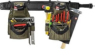 Artisan Toolbelt System - Complete with 1 Padded Work Belt, 2 Tool Belt Pouches & 1 Hammer Holster - Versatile Right-Handed Remodeler,Carpenter,Framer,Electrician Tool Belt (Ranger Green)